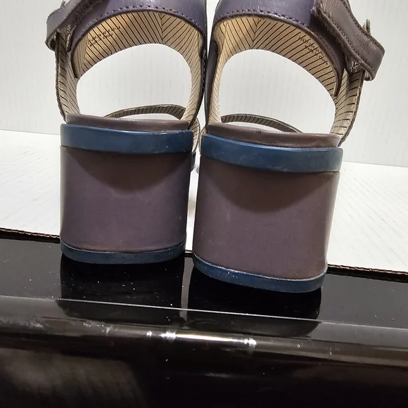 Camper Maude Violet purple Blue Mid Block Heel Retro Shoes Sandals Sz 40 - Picture 10 of 16